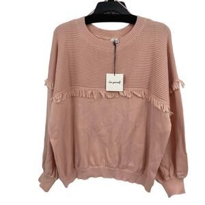 Grace + Karma Fringe Sweater Women's Size 3X Balloon Sleeve